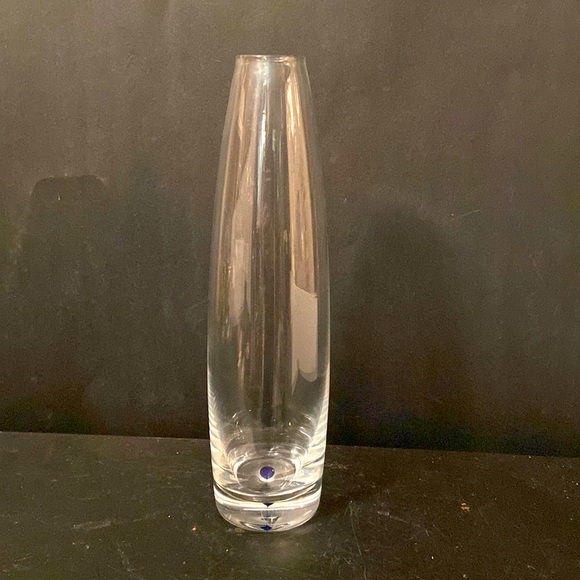 Orrefors Sweden Glass Vase Intermezzo Blue Bubble Drop Bud Vase Clear Glass - Picture 1 of 6